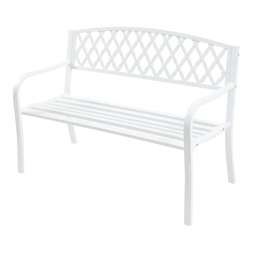 Panca da giardino 127 x 53,5 x 88 cm acciaio bianco 03_0008960