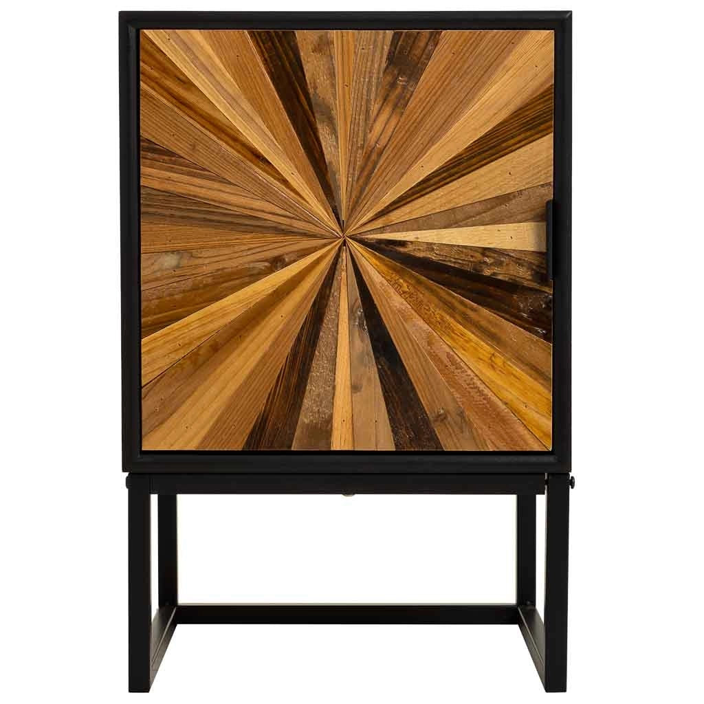 Comodino in legno di recupero nero con 1 anta 40x35x61h cm