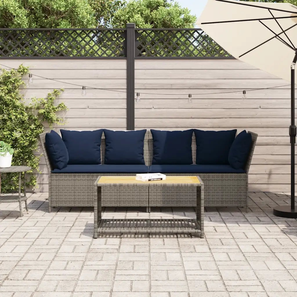 Divano da Giardino con Cuscini in Polyrattan Grigio 4104128