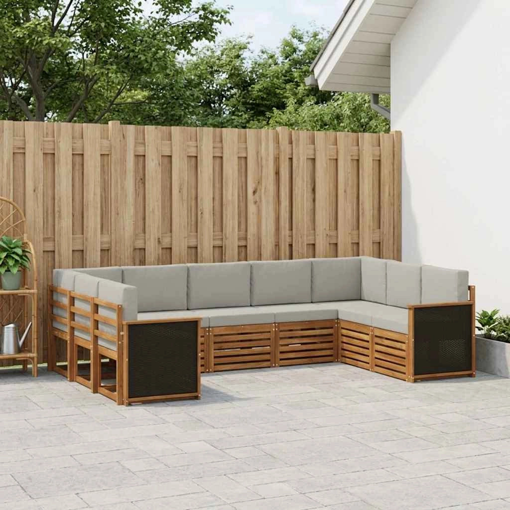 Set di divani da esterno 7 pz Naturale e Grigio Chiaro 3384822