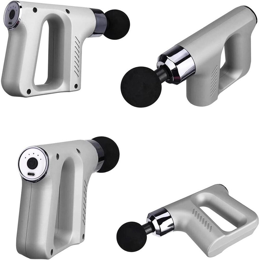 Trade Shop - Pistola Massaggiante Professionale 4 Testine 5 Velocità Fascial Gun Ricaricabile -