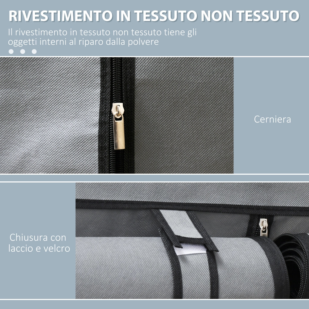 Armadio Guardaroba Portatile con Ripiani e Appendini ¨C zephmum ¨C Grigio 118x49x170 cm