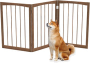 Cancelletto per Cani Pieghevoli 159 x 76 cm, Barriera per Cani in Legno a 3 Pannelli, Recinzione per Scale, Ingressi e Corridoi (Marrone)