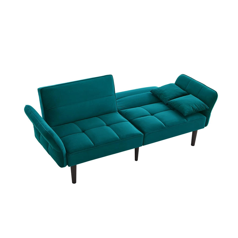 Divano letto 2in1 - Xylo - velluto, braccioli ribaltabili, compatto