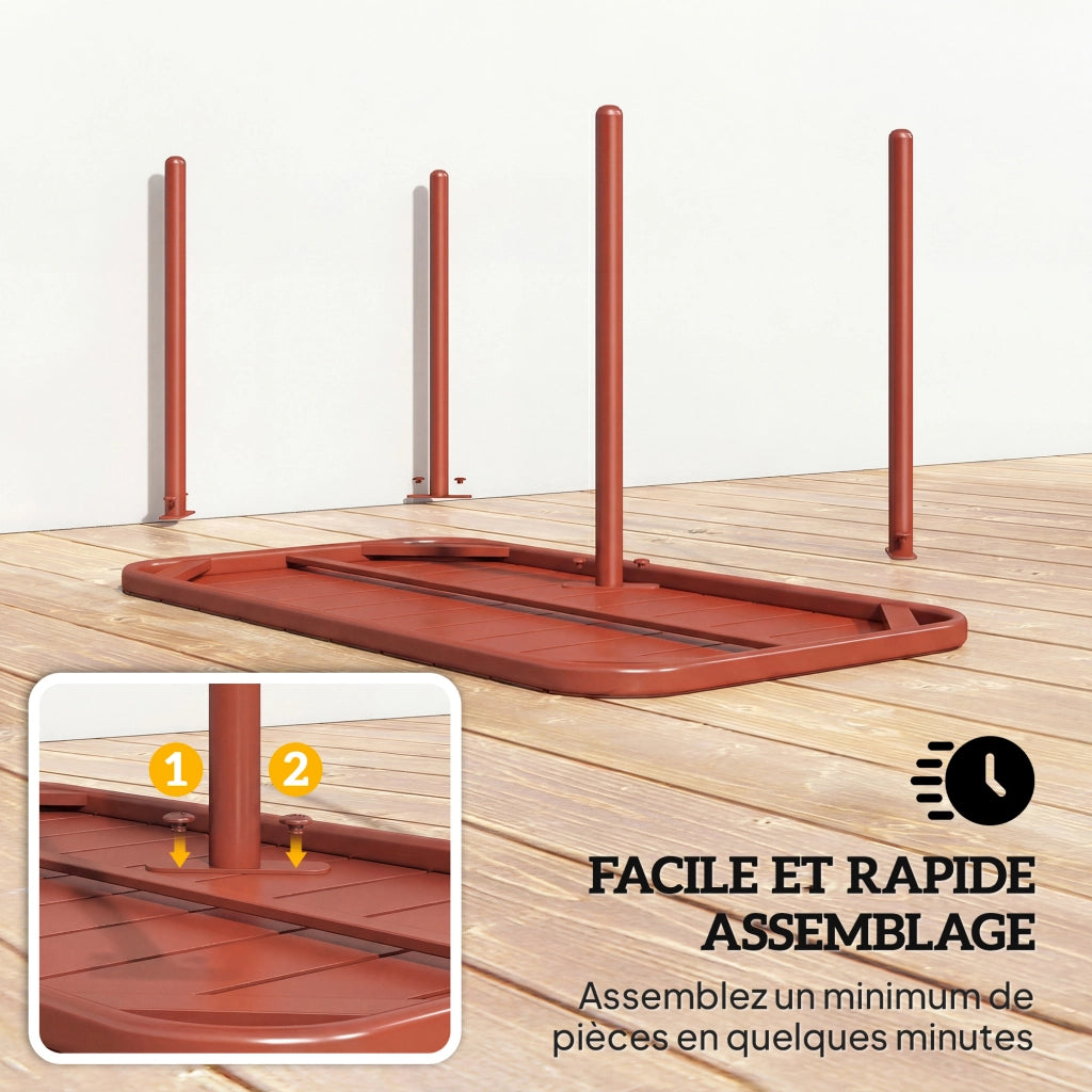 Tavolo da giardino ¨C zephmum ¨C rosso, acciaio galvanizzato, 90x50x43 cm