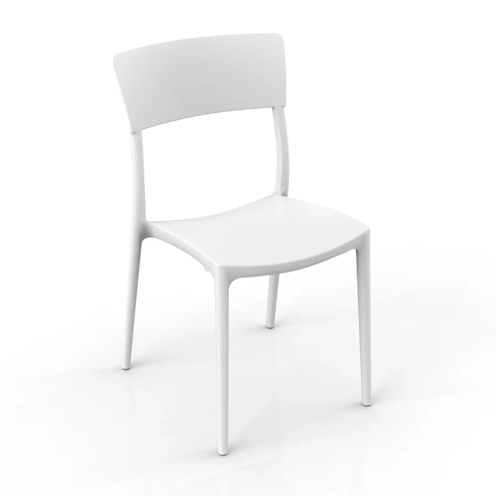 Set 6 sedie in polipropilene 100 %Made in Italy ZEN, impilabile, resistente ai raggi UV, design moderno, ideale per sala da pranzo, cucina, sala d’attesa, bar, ristoranti o da esterno colore Bianco