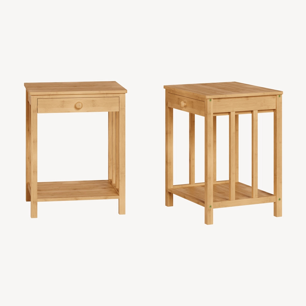 Set di 2 Comodini Ranua Tavolini con Cassetto in Bambù - Colore Naturale [en.casa]