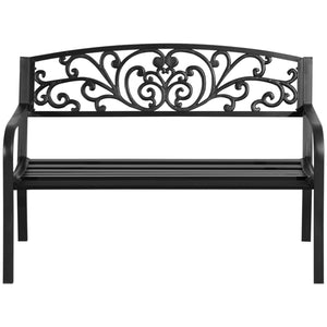 Panchina da Giardino 2 Posti 127x60x87 cm in Metallo Nero