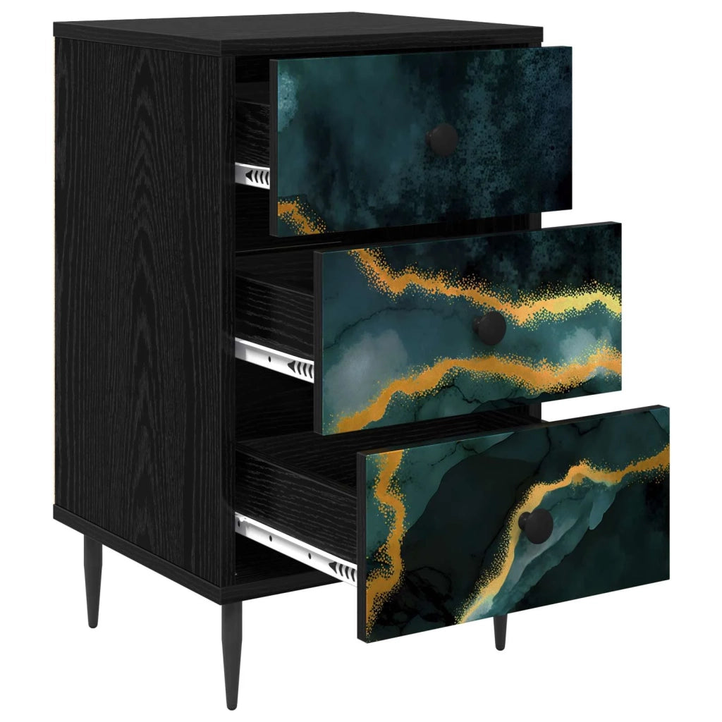 Armadio da Notte WIJHE 2 pz Rovere Nero 36 x 33 x 61 cm 8007320
