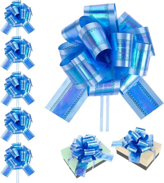 Cadeaustrikken grandi 15 cm - per decorazione auto, matrimonio, nuova casa, festa - blu - 6 pezzi