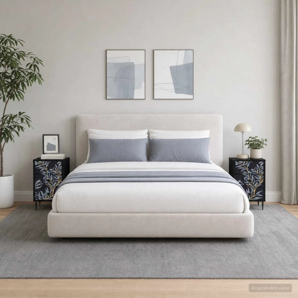 Armadio da Notte DOKKUM 2 pz Rovere Nero 36 x 33 x 61 cm 8007326