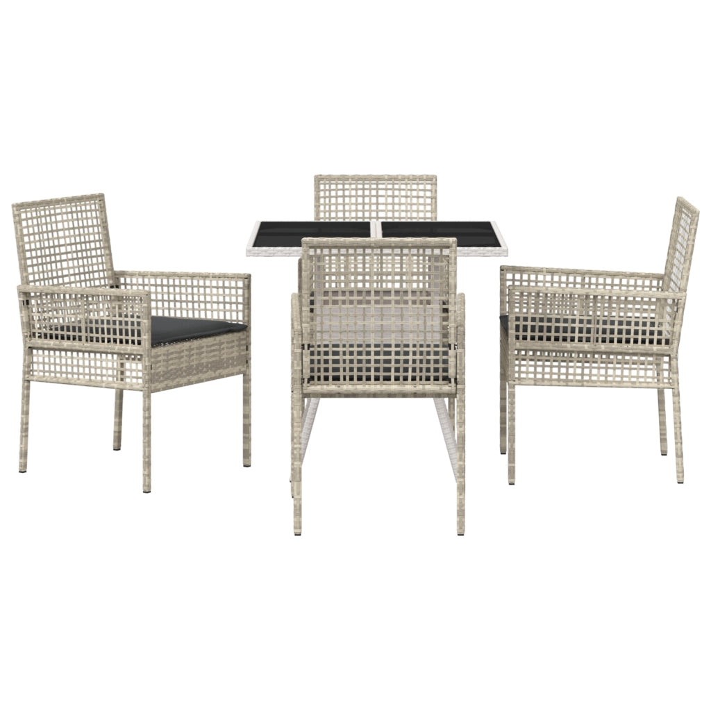 Set da Pranzo da Giardino 5 Pezzi Grigio Chiaro Rattan Poly
