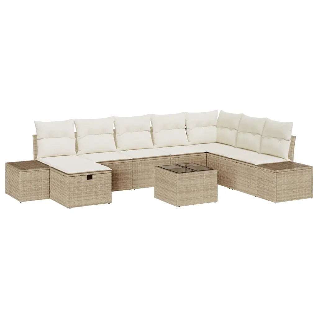 Set Divano da Giardino con cuscino 9 pcs Beige polyrattan 3359440