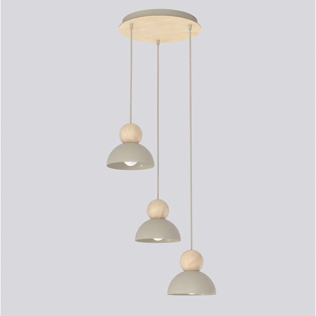 Lampada a sospensione KAKI in acciaio mokka e legno naturale