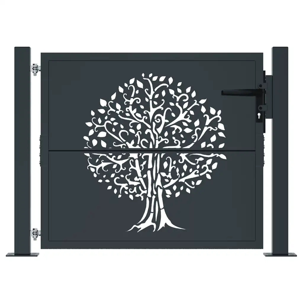 Cancello Giardino Antracite 105x105 cm in Acciaio Design Albero