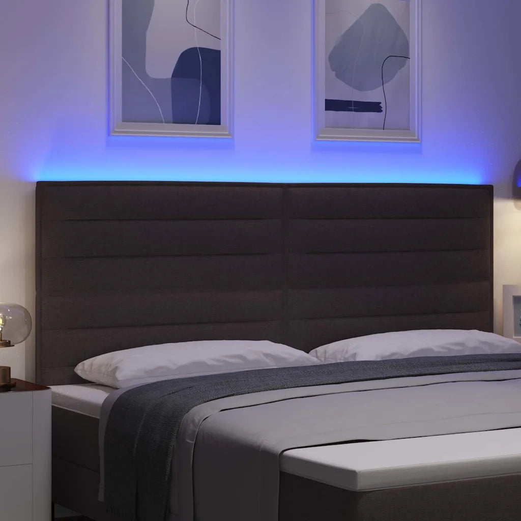 Testiera LED con strisce LED Marrone Scuro 200 cm Tessuto 3338310