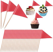 Decorazioni per torta 100 pezzi - Stuzzicadenti per torta - Flag - Decorazione per feste - Accessori per torta - Materiale naturale legno/papier