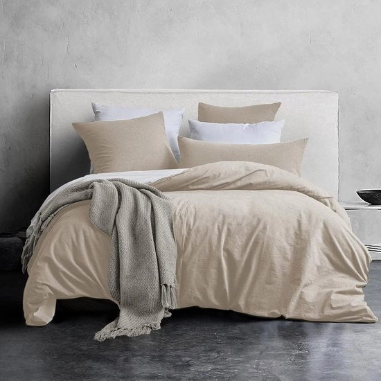 Set di coperte 135x200 in cotone, set di coperte a 4 pezzi con chiusura a cerniera con testura simile a lino Stone Washed e comprende 2 coperte e 2 cuscini 80x80 cm