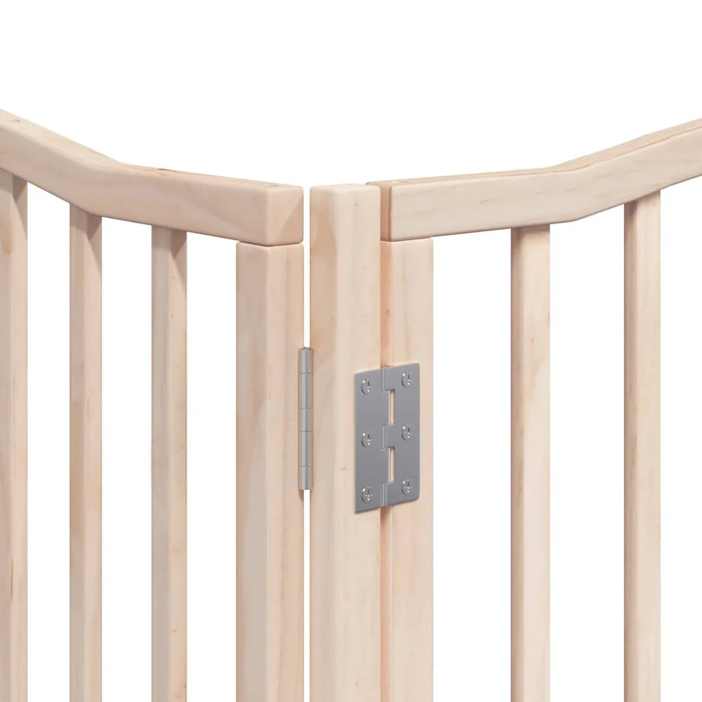 Cancelletto di sicurezza per cani con porta pieghevole 6 pannelli legno di pioppo marrone 02_0023017