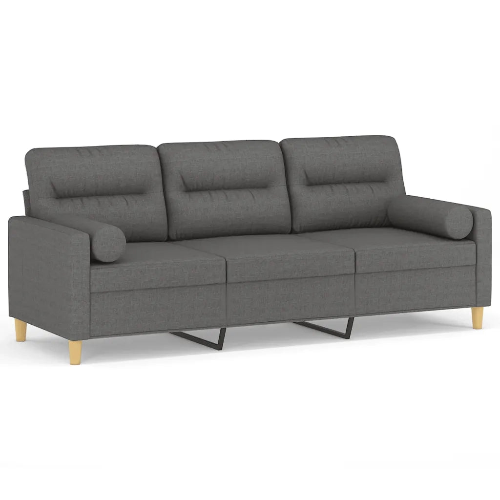 Divano a 3 Posti con Cuscini-Sofa 3 Posti con Cuscini Grigio Scuro 180 cm in Tessuto 264988