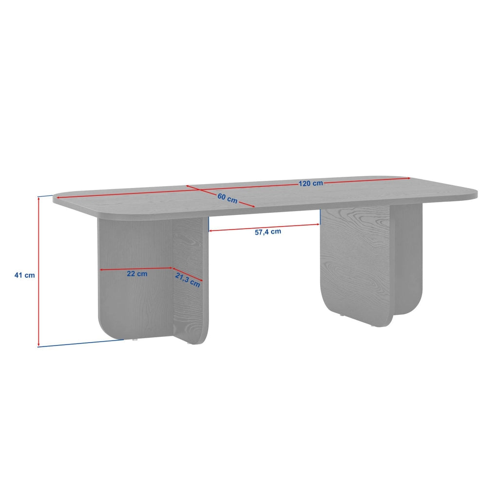 Nomeva, Tavolino da Salotto Forma Rettangolare, 120x60x41h cm Nero Frassinato