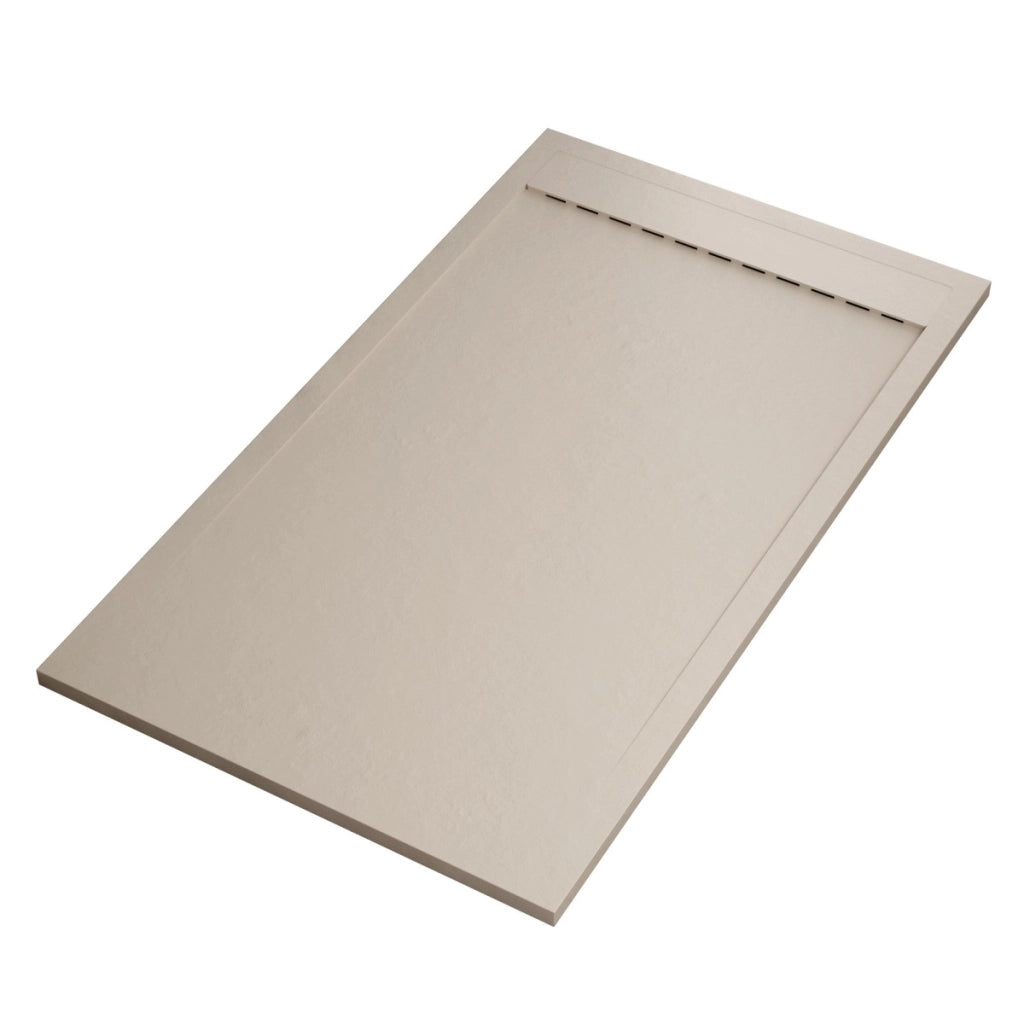 Piatto doccia in marmoresina crema effetto pietra cemento prestige, misura 80x150