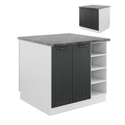 Isola cucina Fame-Line Antracite rustico/Bianco 90 cm senza piano di lavoro Vicco