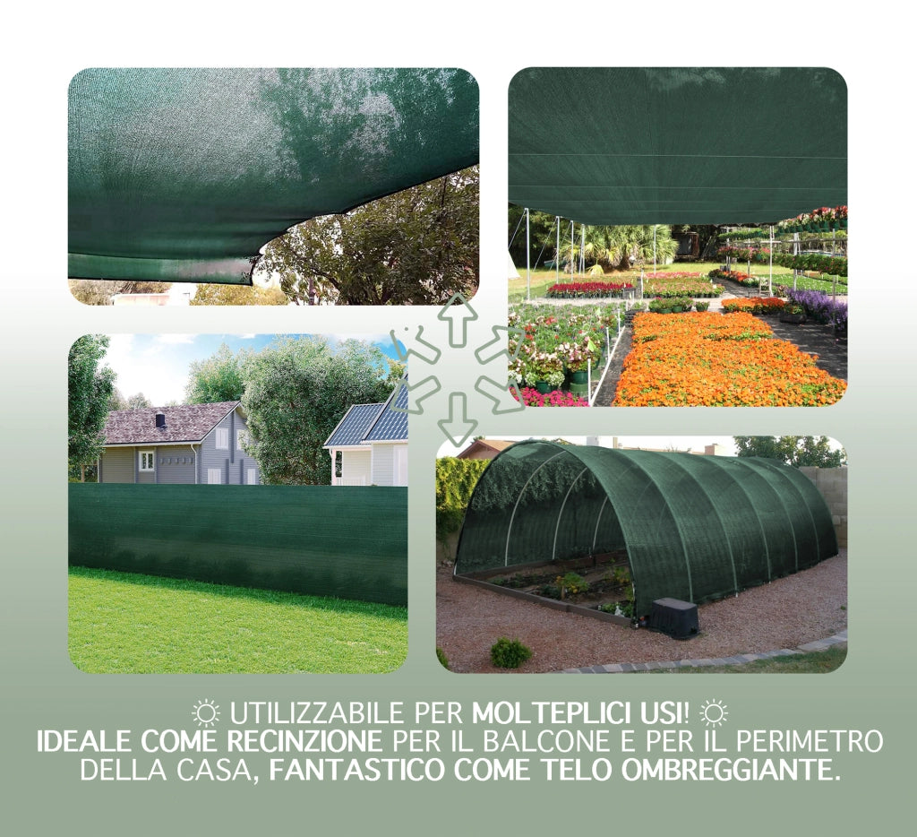 Rete Ombreggiante Metri Frangivista Telo Privacy Frangivento Verde Recinzione Frangisole Copertura Estero Ombra Terrazzi Giardini Verde - 1x5 MT