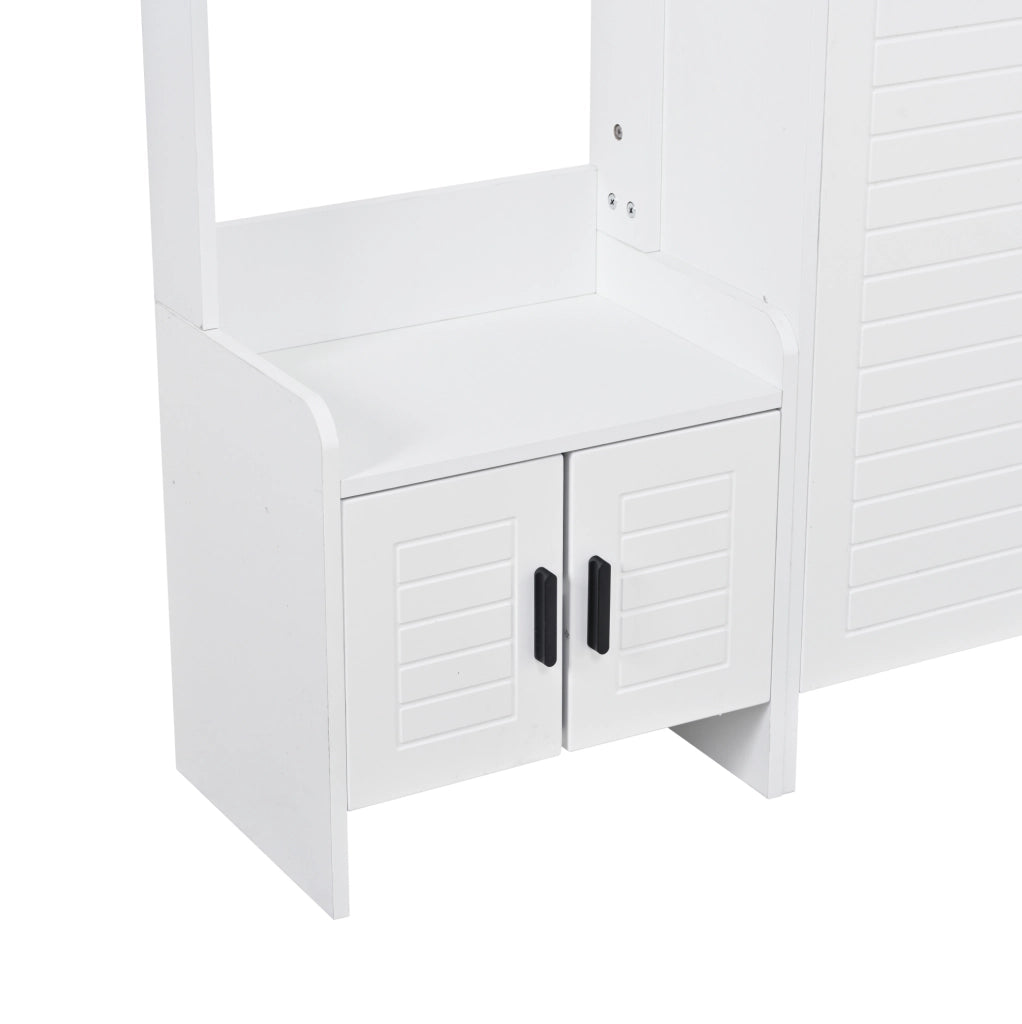 Mobile ingresso con appendiabiti e scarpiera 125x36x165 cm; bianco; in truciolare e MDF