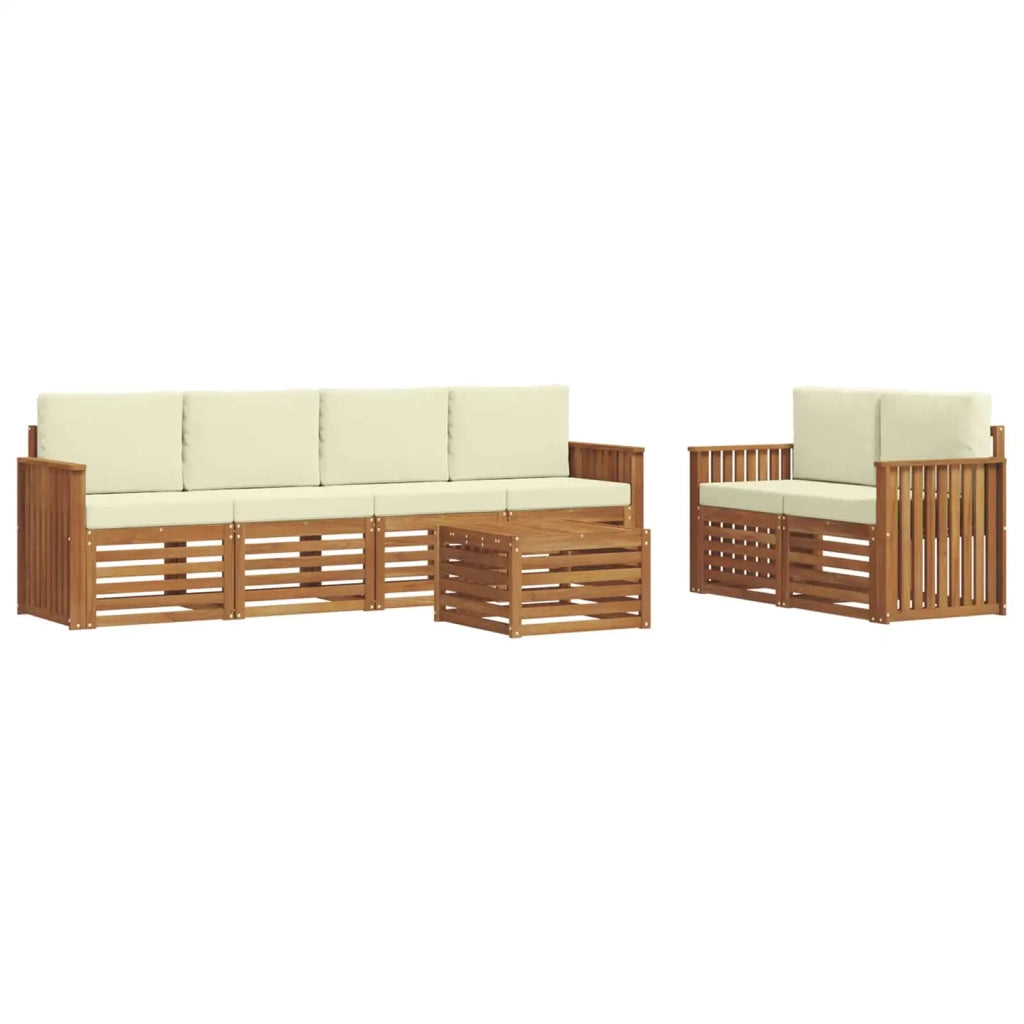 Set di divani da esterno 7 pz Naturale e Crema 3374405