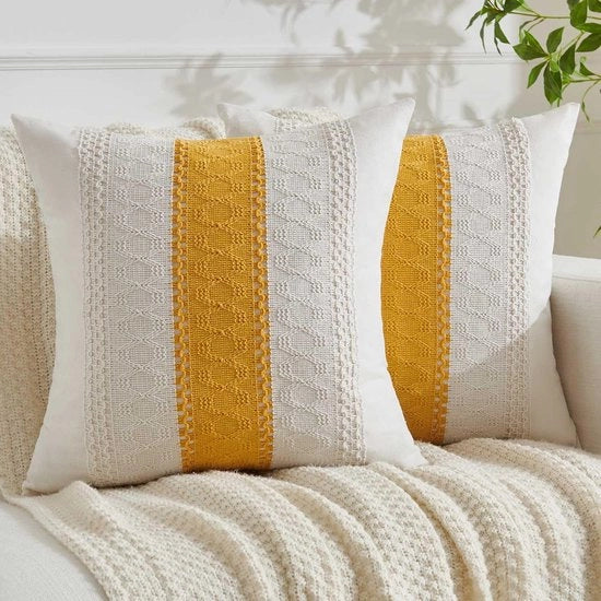 Copriletto bohemien - Set di 2 - 45x45 cm - Cotone/Lino/Poliester