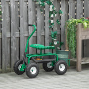Carrello da giardino con seduta girevole, vassoio portaoggetti, altezza regolabile, portata 150 kg, verde