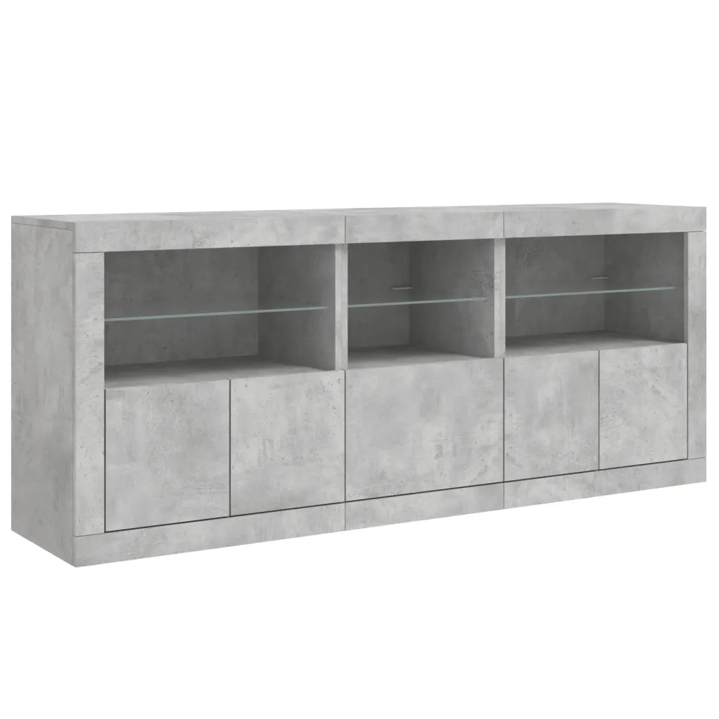 Credenza con Luci LED Grigio Cemento 162x37x67 cm 3208998