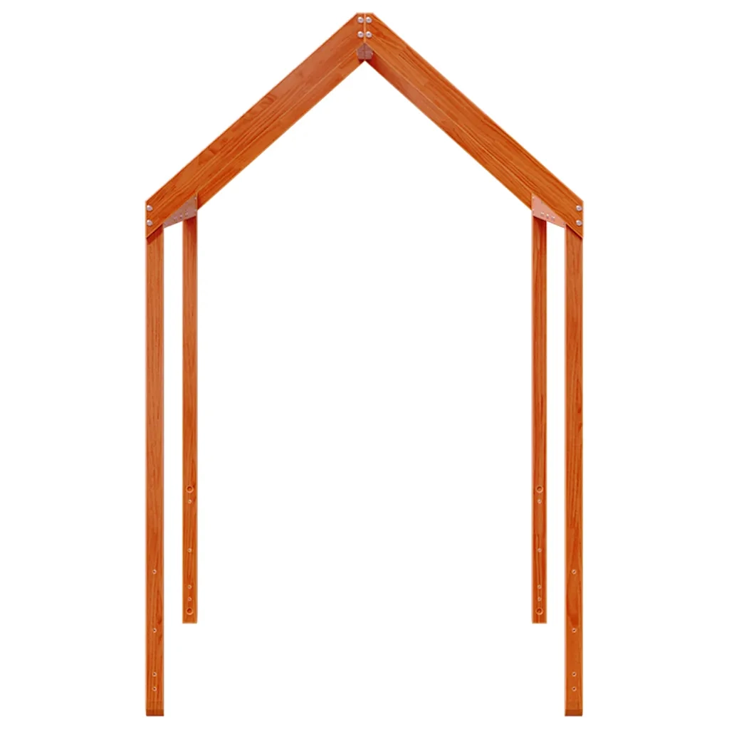 Tetto Letto Bambini Marrone Cera 217x85,5x154 cm Massello Pino