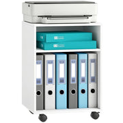 Scrivania per stampante con 2 ripiani e ruote ¨C zephmum ¨C 40x35x56 cm bianco