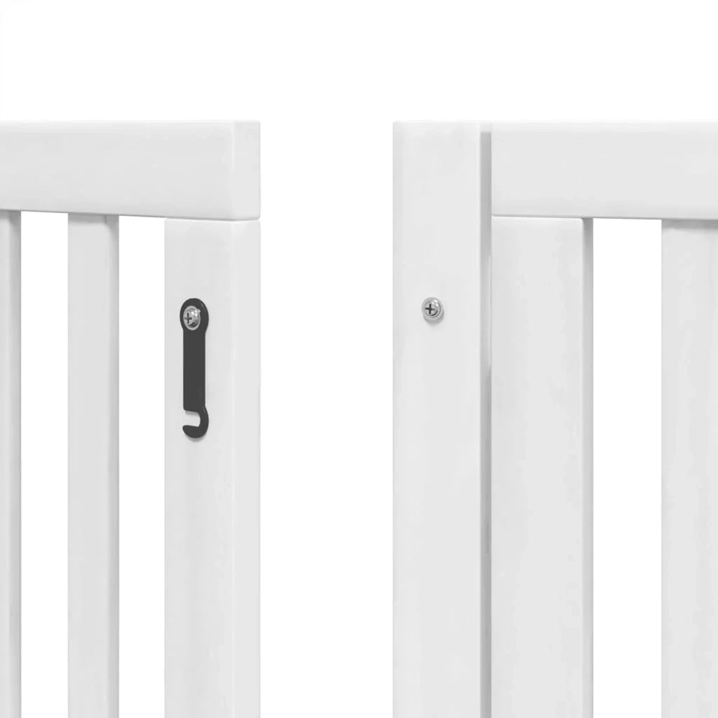 Cancelletto di sicurezza per animali domestici porta pieghevole 9 pannelli legno di pioppo bianco 02_0023293