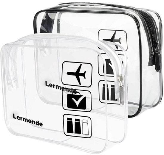 Borse trasparenti, kit di sostituzione per borse trasparenti, conforme a TSA per donne e uomini, bagaglio a mano, conforme a aeroporto, formato quart, 3-in-1 borsa (nero, trasparente)