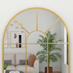 Specchio da Parete ad Arco 91x2x60 cm Stile Moderno in Vetro e Metallo Oro