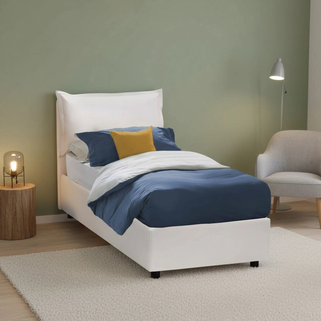 Anitza, Letto Singolo Contenitore Made in Italy, Bianco