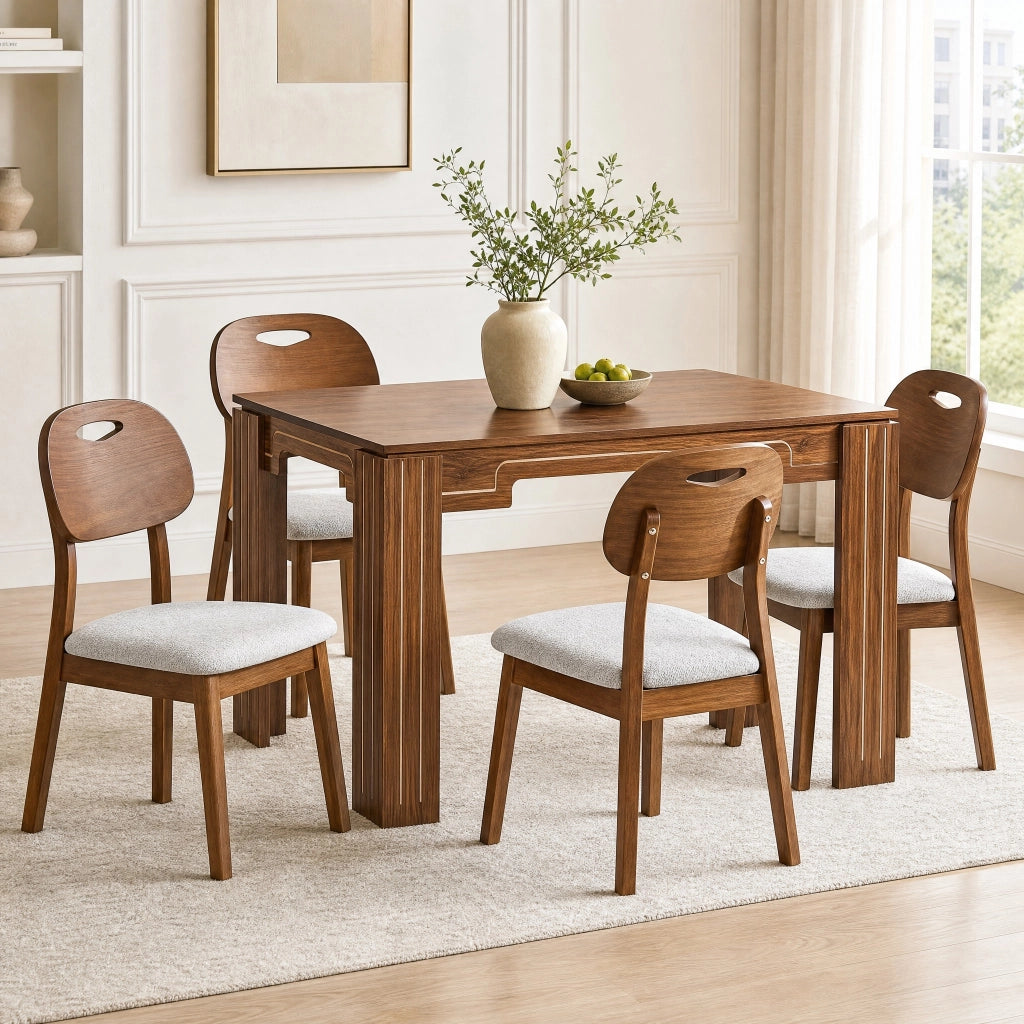 Set di 2 sedie da pranzo con schienale ovale e maniglia; legno; grigio