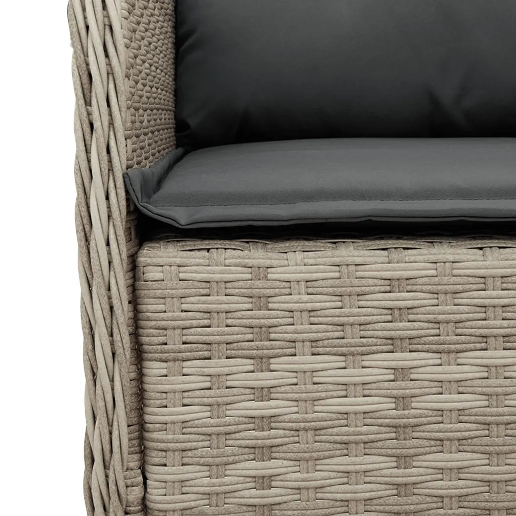 Set Pranzo da Giardino 3pz con Cuscini Grigio Chiaro Polyrattan