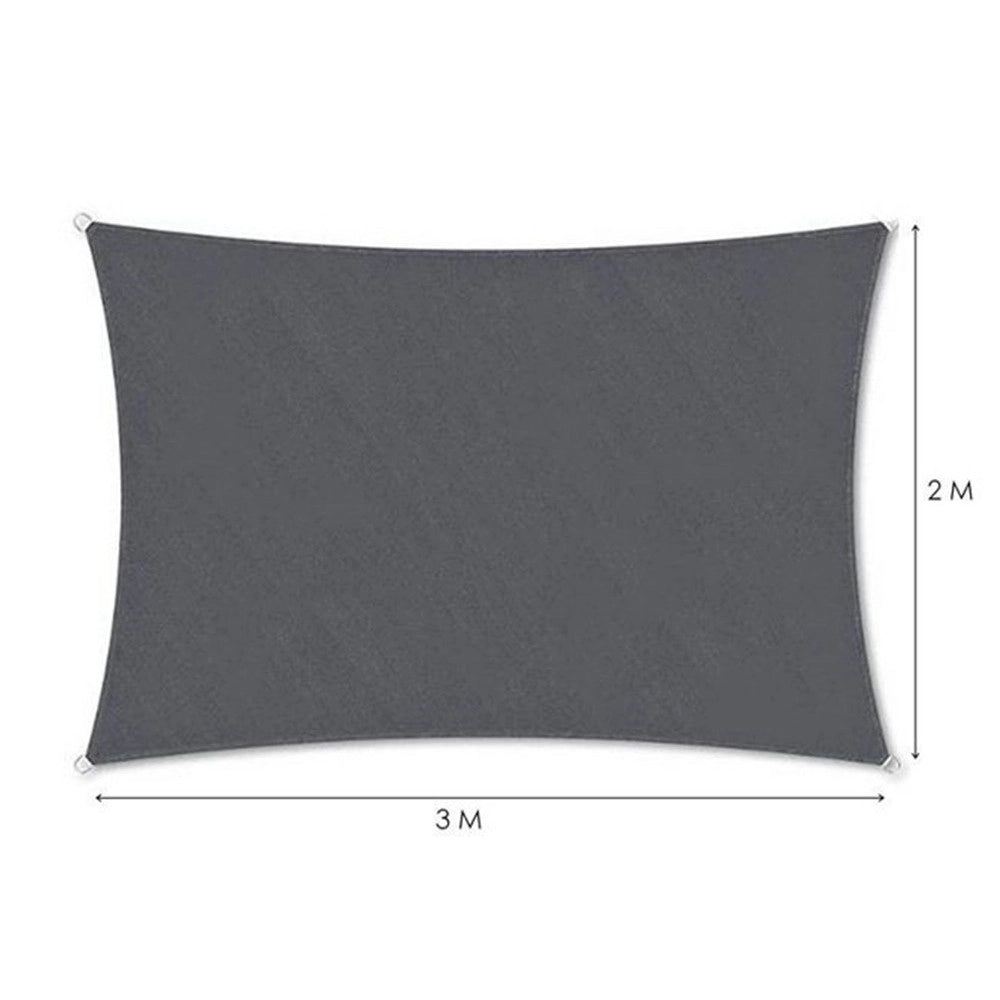 Trade Shop - Vela Tenda Rettangolare Parasole Protezione Sole Ombra Giardino 2x3 Mt Grigio 222583 -