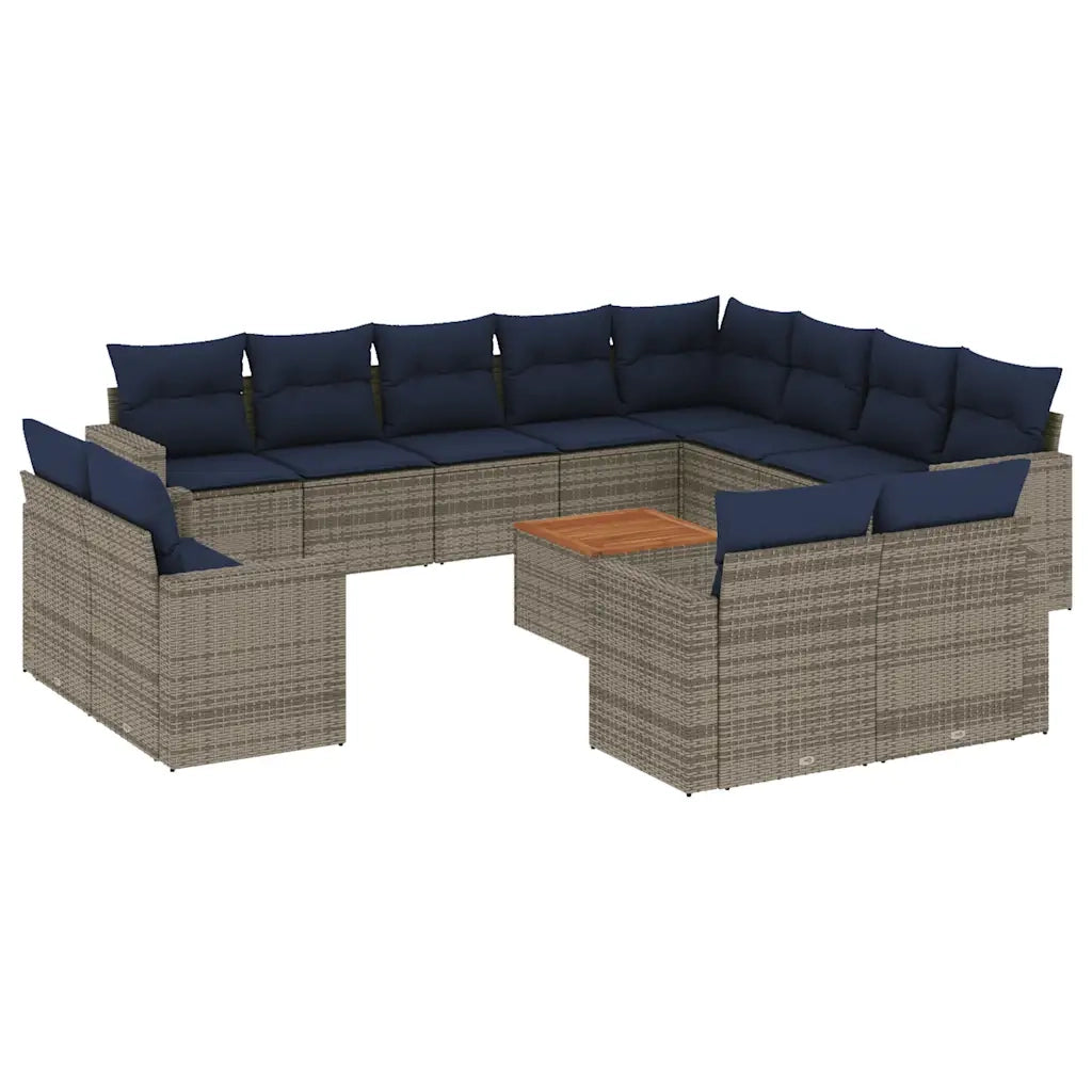 Set Divani da Giardino 13 pz con Cuscini Grigio in Polyrattan 3256726