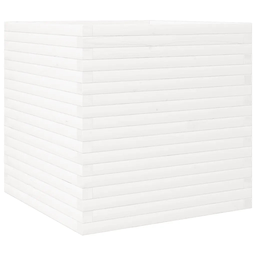 Fioriera da Giardino Bianca 70x70x68,5cm Legno Massello di Pino 3282475