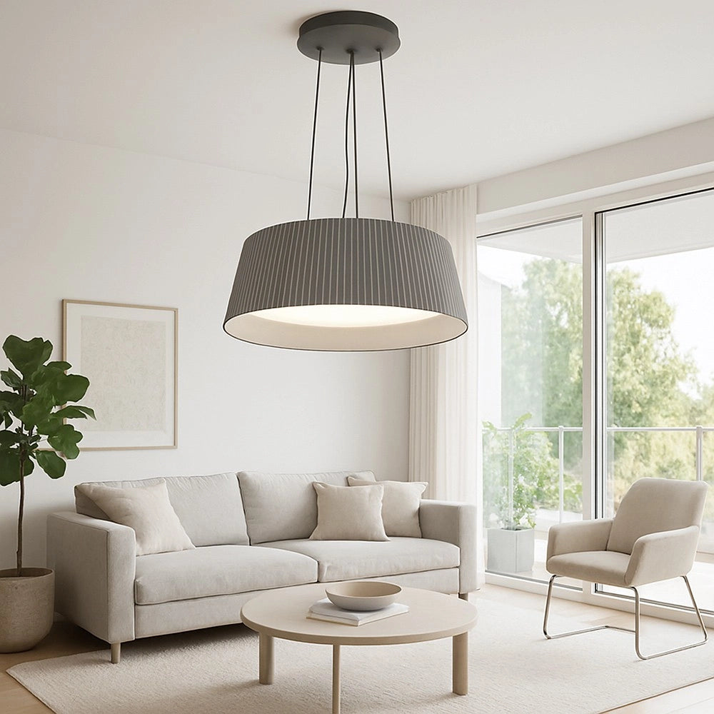 Lampadario LED a sospensione moderno grigio 36W con tecnologia CCT Switch luce regolabile caldo naturale freddo design elegante per cucina salotto e sala da pranzo