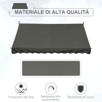 Tenda da Sole 3x1.5 m a Bracci con Manovella, Struttura Telescopica in Metallo e Parasole in Poliestere