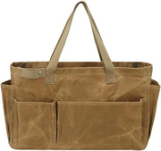 Borsa portatile per legna da ardere, tela di canapa imbottita, khaki