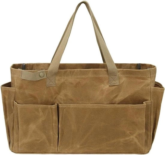 Borsa portatile per legna da ardere, tela di canapa imbottita, khaki
