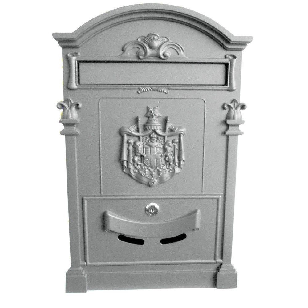 Trade Shop - Cassetta Postale Buca Lettere In Stile Antico Classico In Alluminio Verniciato - Argento