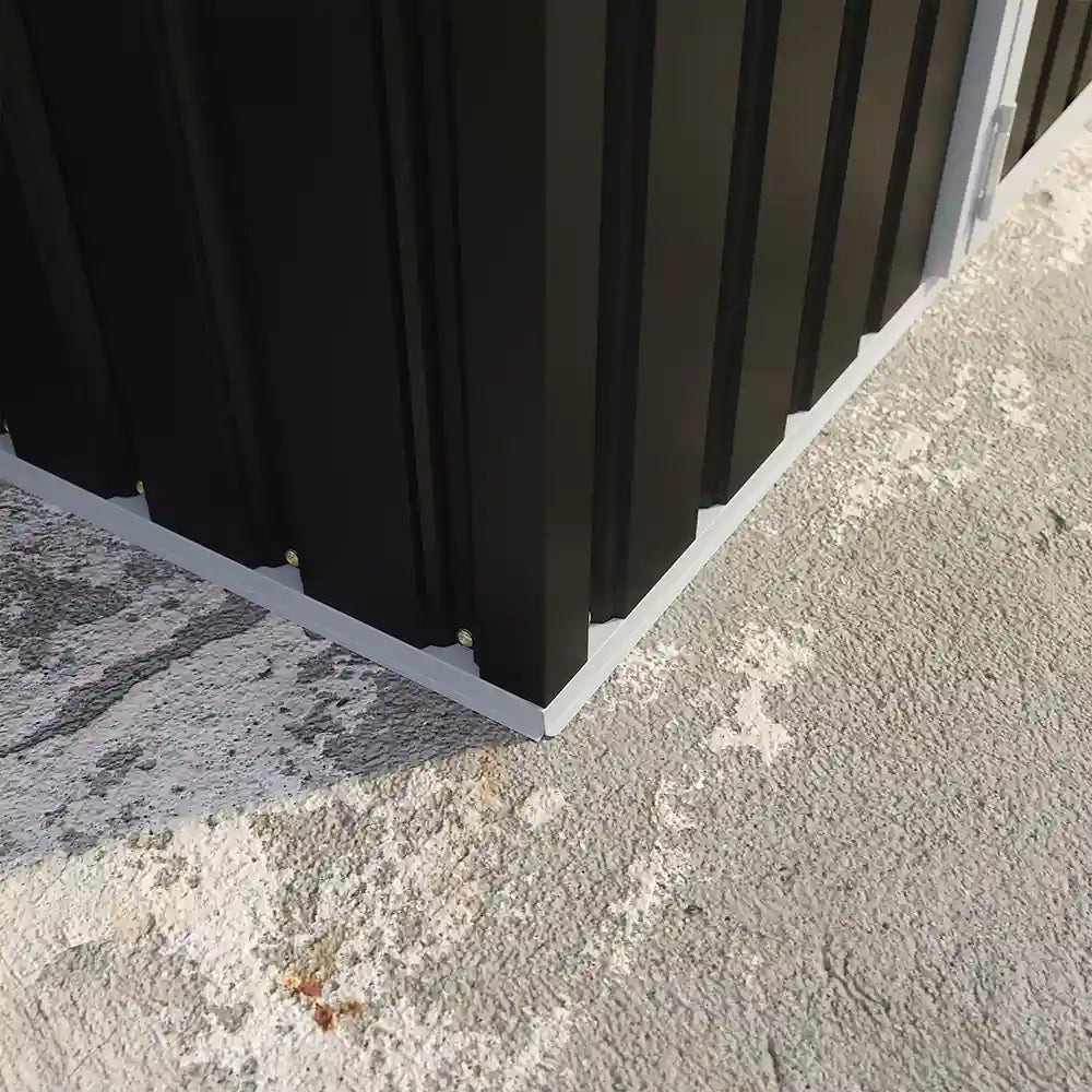Casetta da giardino in acciaio zincato nero 2,56x2,56xh2,16m - 111kg - 6,55 metri quadri